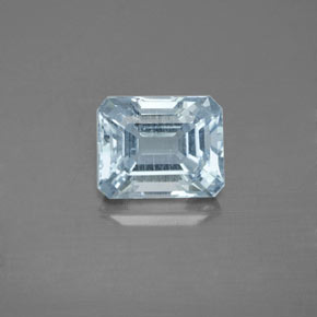 2.46캐럿 천연 라이트 블루 아쿠아마린, 에메랄드 컷, 8.9×7.2 mm, SI