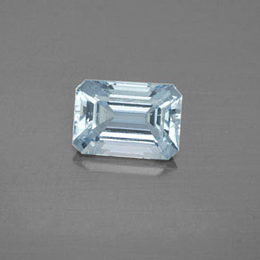 2.01캐럿 천연 라이트 블루 아쿠아마린, 에메랄드 컷, 9.2×6.5 mm, VS