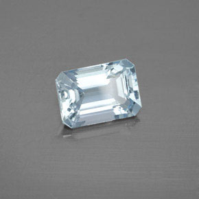2.01캐럿 천연 라이트 블루 아쿠아마린, 에메랄드 컷, 9.2×6.5 mm, VS