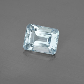 2.25캐럿 천연 라이트 블루 아쿠아마린, 에메랄드 컷, 8.8×7 mm, VVS-VS