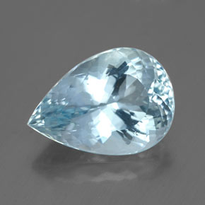 3.68캐럿 천연 라이트 블루 아쿠아마린, 배 모양, 12.6×8.9 mm, VVS