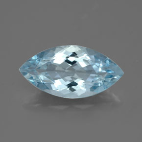 3.40캐럿 천연 라이트 블루 아쿠아마린, 마퀴즈, 15.8×8.1 mm, VVS