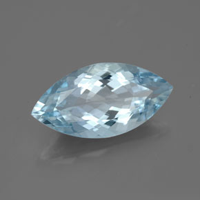 3.40캐럿 천연 라이트 블루 아쿠아마린, 마퀴즈, 15.8×8.1 mm, VVS