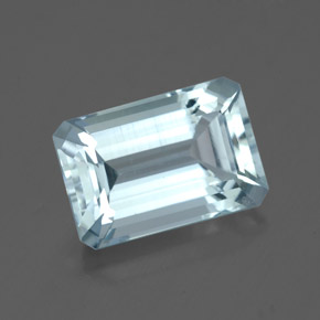 3.20캐럿 천연 라이트 블루 아쿠아마린, 에메랄드 컷, 10.8×7.3 mm, VS
