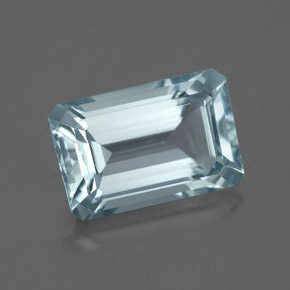 3.19캐럿 천연 라이트 블루 아쿠아마린, 에메랄드 컷, 11.1×7.3 mm, VVS-VS
