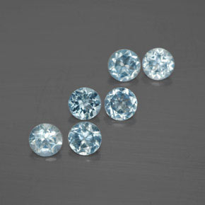 캐럿 천연 라이트 블루 아쿠아마린 보석, 라운드 컷, 4.15 mm, VVS-VS