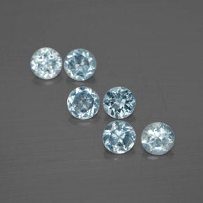 캐럿 천연 라이트 블루 아쿠아마린 보석, 라운드 컷, 4.15 mm, VVS-VS