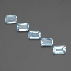 캐럿 천연 라이트 블루 아쿠아마린 보석, 에메랄드 컷, 6.1×4 mm, VVS-VS