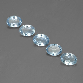 캐럿 천연 라이트 블루 아쿠아마린 보석, 타원형 컷, 7×5.2 mm, VS