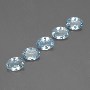 캐럿 천연 라이트 블루 아쿠아마린 보석, 타원형 컷, 7×5.2 mm, VS