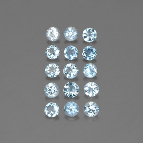 캐럿 천연 라이트 블루 아쿠아마린 보석, 라운드 컷, 3.58 mm, VS