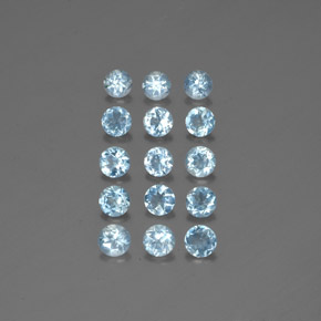 캐럿 천연 라이트 블루 아쿠아마린 보석, 라운드 컷, 4.14 mm, VS
