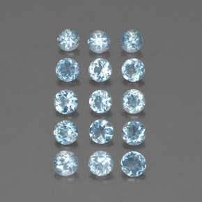 캐럿 천연 라이트 블루 아쿠아마린 보석, 라운드 컷, 4.14 mm, VS