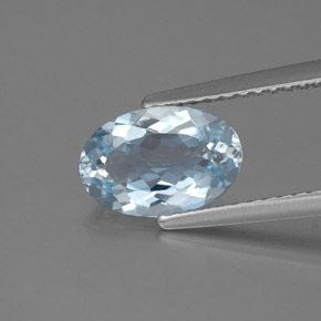 1.23캐럿 천연 라이트 블루 아쿠아마린, 타원형 컷, 9.4×6.3 mm, VS