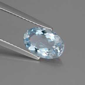1.23캐럿 천연 라이트 블루 아쿠아마린, 타원형 컷, 9.4×6.3 mm, VS