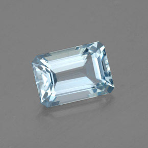 1.90캐럿 천연 라이트 블루 아쿠아마린, 에메랄드 컷, 9.1×6.4 mm, VVS-VS