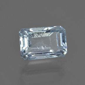 2.47캐럿 천연 밝은 하늘색 아쿠아마린, 에메랄드 컷, 9.6×6.4 mm, VS-SI