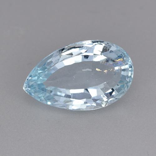 3.62캐럿 천연 베이비 블루 아쿠아마린, 배 모양, 13.5×8.3 mm, SI