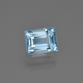 1.34캐럿 천연 라이트 블루 아쿠아마린, 바게트, 7.5×5.8 mm, VVS