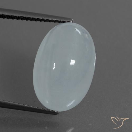 9.28ct 자연스러운 푸르스름한 흰색 남옥, 타원형, 투명한