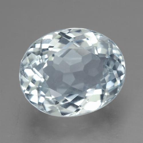 2.88캐럿 천연 푸르스름한 화이트 아쿠아마린, 타원형 컷, 9.9×8.1 mm, VVS-VS