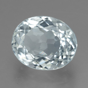 2.88캐럿 천연 푸르스름한 화이트 아쿠아마린, 타원형 컷, 9.9×8.1 mm, VVS-VS