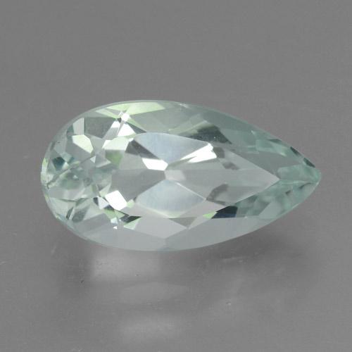 2.75캐럿 천연 매우 밝은 녹색을 띤 흰색 아쿠아마린, 배 모양, 12.6×6.8 mm, VVS
