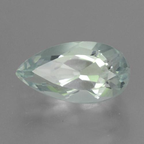 2.75캐럿 천연 매우 밝은 녹색을 띤 흰색 아쿠아마린, 배 모양, 12.6×6.8 mm, VVS