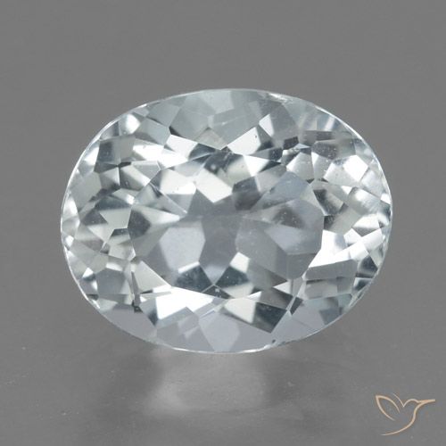 2.53캐럿 천연 푸르스름한 화이트 아쿠아마린, 타원형 컷, 9.9×7.9 mm, VVS-VS