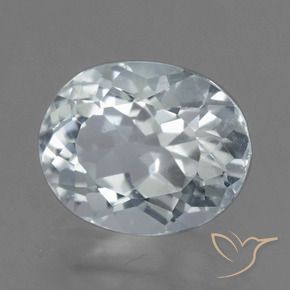 2.53캐럿 천연 푸르스름한 화이트 아쿠아마린, 타원형 컷, 9.9×7.9 mm, VVS-VS