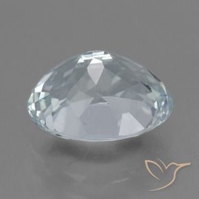 2.53캐럿 천연 푸르스름한 화이트 아쿠아마린, 타원형 컷, 9.9×7.9 mm, VVS-VS