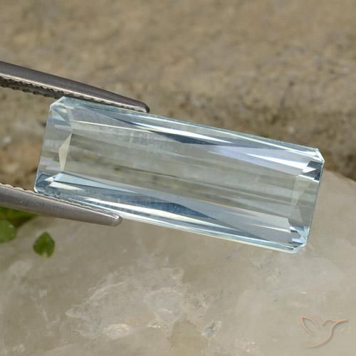 10.38ct 자연스러운 하늘색 남옥, 에메랄드 컷, VVS