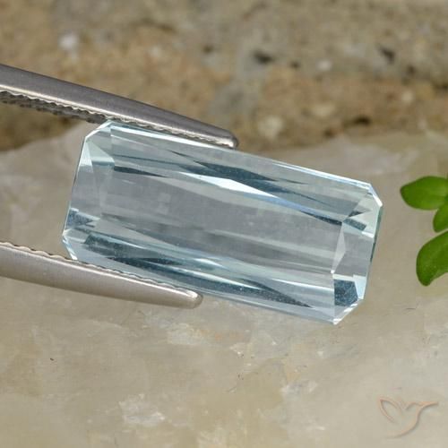 7.00ct 자연스러운 하늘색 남옥, 에메랄드 컷, VVS