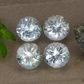 3.12캐럿 천연 푸르스름한 화이트 아쿠아마린 보석, 라운드 컷, 6.18 mm, VS