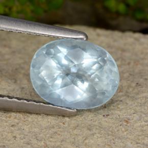 1.52캐럿 천연 매우 연한 블루 아쿠아마린, 타원형 컷, 8.5×6.5 mm, VS-SI