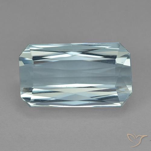 9.70캐럿 천연 라이트 아쿠아 블루 아쿠아마린, 에메랄드 컷, 16.3×9.4 mm, VVS