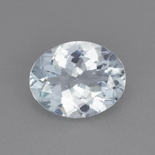 1.92캐럿 천연 푸르스름한 화이트 아쿠아마린, 타원형 컷, 9.9×7.9 mm, VVS