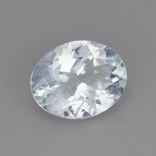 1.92캐럿 천연 푸르스름한 화이트 아쿠아마린, 타원형 컷, 9.9×7.9 mm, VVS
