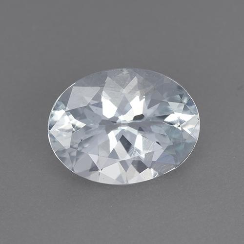 1.33캐럿 천연 푸르스름한 화이트 아쿠아마린, 타원형 컷, 8.9×6.8 mm, VVS