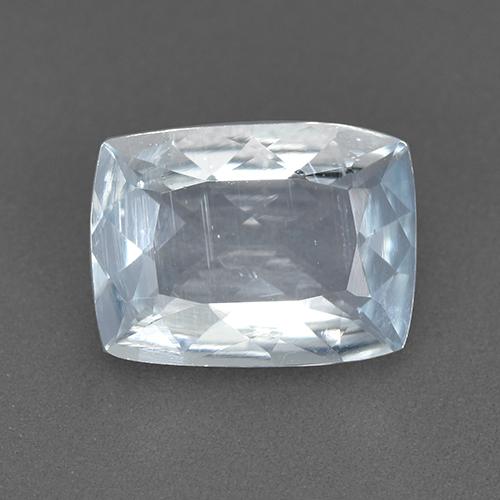 1.72캐럿 천연 푸르스름한 화이트 아쿠아마린, 쿠션 컷, 9.3×6.9 mm, VS