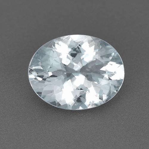 1.60캐럿 천연 푸르스름한 화이트 아쿠아마린, 타원형 컷, 9.1×7.1 mm, VVS