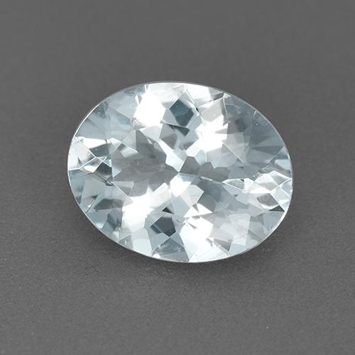 1.60캐럿 천연 푸르스름한 화이트 아쿠아마린, 타원형 컷, 9.1×7.1 mm, VVS