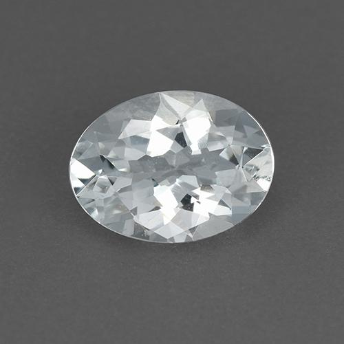0.90캐럿 천연 푸르스름한 화이트 아쿠아마린, 타원형 컷, 7.9×5.9 mm, VVS