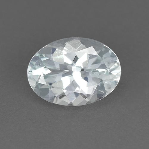 0.87캐럿 천연 푸르스름한 화이트 아쿠아마린, 타원형 컷, 7.7×5.7 mm, VVS-VS