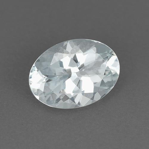 0.87캐럿 천연 푸르스름한 화이트 아쿠아마린, 타원형 컷, 7.7×5.7 mm, VVS-VS