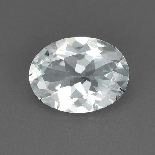 0.88캐럿 천연 푸르스름한 화이트 아쿠아마린, 타원형 컷, 8×6.1 mm, VVS