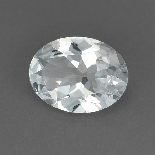0.88캐럿 천연 푸르스름한 화이트 아쿠아마린, 타원형 컷, 8×6.1 mm, VVS