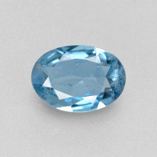 0.41캐럿 천연 스위스 블루 아쿠아마린, 타원형 컷, 6.4×4.6 mm, VS-SI