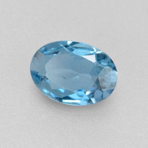 0.41캐럿 천연 스위스 블루 아쿠아마린, 타원형 컷, 6.4×4.6 mm, VS-SI