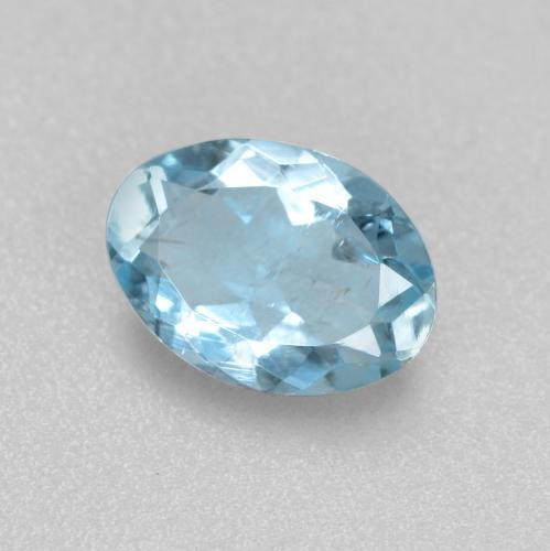 0.65캐럿 천연 라이트 블루 아쿠아마린, 타원형 컷, 7.1×5.1 mm, VS-SI